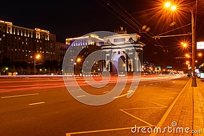 Russia Moscow Kutuzovsky Arc de Triomphe night photography Stock Photo