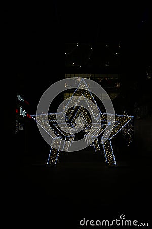 Festive street decoration for the New Year holiday Editorial Stock Photo