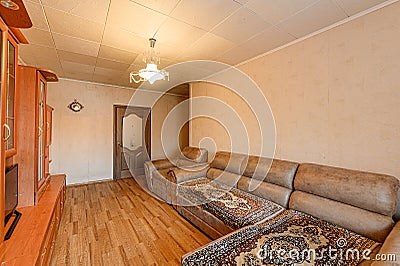 Russia, Moscow- November 20, 2019: interior room apartment modern bright cozy atmosphere. general cleaning, home decoration, Editorial Stock Photo