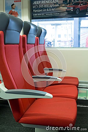 Railway car coach interior. Editorial Stock Photo