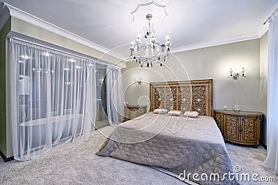 Russia,Moscow region - the interior of a bedroom in a luxury country house Stock Photo