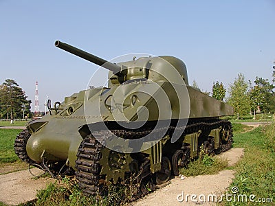 Russia. Moscow region. Military Museum in Lenino-Snegiri. Tank Sherman Editorial Stock Photo
