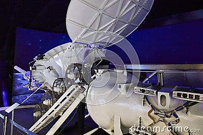 06.17.2022 Russia Moscow VDNH Pavilion Cosmos the lunar rover moving out of the lunar lander Editorial Stock Photo