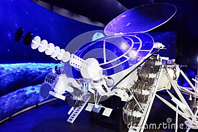 06.17.2022 Russia Moscow VDNH Pavilion Cosmos the lunar rover moving out of the lunar lander Editorial Stock Photo