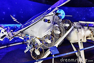 06.17.2022 Russia Moscow VDNH Pavilion Cosmos the lunar rover moving out of the lunar lander Editorial Stock Photo