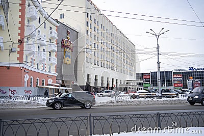 Murmansk, Five Corners Square. Editorial Stock Photo