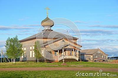 Russia, Murmansk region, Tersky district, the village of Varzuga. ancient church of St. Athanasius the Great Stock Photo