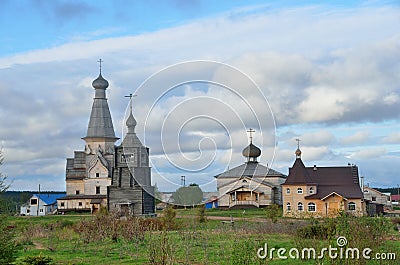 Russia, Murmansk region, Tersky district, the village of Varzuga. Ancient wooden churches Stock Photo