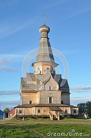 Russia, Murmansk region, Tersky district, the village of Varzuga. The Church of the Dormition, built in 1674 Stock Photo