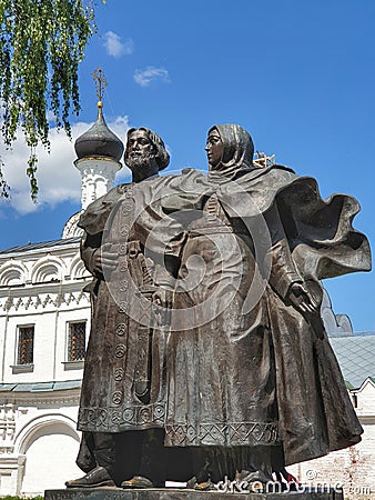 Russia, Murom, June 4, 2023: Monument to Peter and Fevronia, Vladimir region, Holy Trinity Convent in Murom. Family and Loyalty Editorial Stock Photo