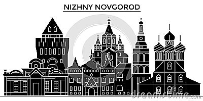 Russia, Nizhny Novgorod architecture urban skyline with landmarks, cityscape, buildings, houses, ,vector city landscape Vector Illustration