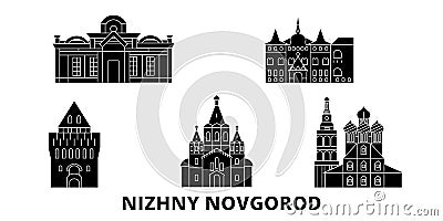 Russia, Nizhny Novgorod flat travel skyline set. Russia, Nizhny Novgorod black city vector illustration, symbol, travel Vector Illustration