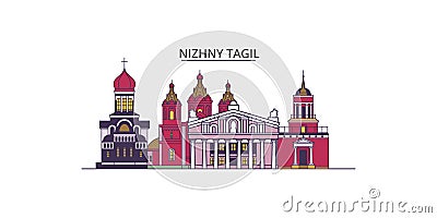 Russia, Nizhny Tagil tourism landmarks, vector city travel illustration Vector Illustration