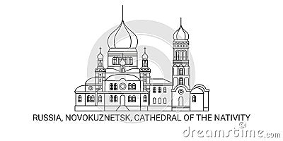 Russia, Novokuznetsk, Cathedral Of The Nativity, travel landmark vector illustration Vector Illustration