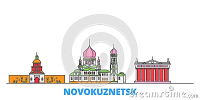 Russia, Novokuznetsk line cityscape, flat vector. Travel city landmark, oultine illustration, line world icons Vector Illustration