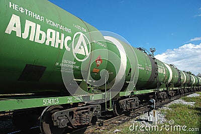 Russia. Oil tank truck train Editorial Stock Photo