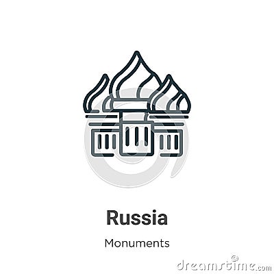 Russia outline vector icon. Thin line black russia icon, flat vector simple element illustration from editable monuments concept Vector Illustration