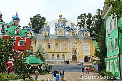 Russia, Pechory. The holy dormition Pskov-Caves Monastery. Editorial Stock Photo