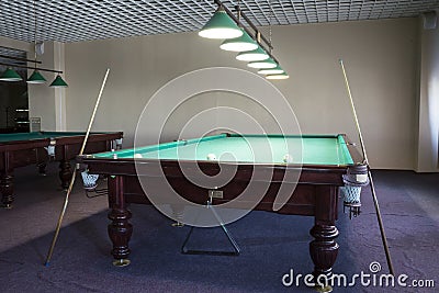 Russia. Penza. Russian Billiards table in the rich billiard Club. Editorial Stock Photo