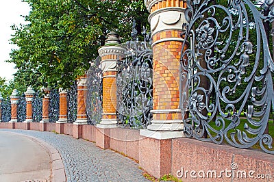 Russia. Petersburg. The Summer garden lattice. Stock Photo