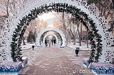 Russia. Pushkinskaya street Rostov-on-Don. 4 January 2017. Editorial Stock Photo