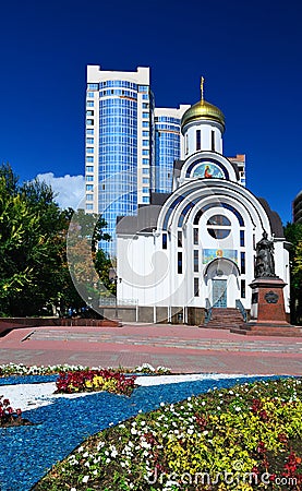 Russia. Rostov-on-Don. Old-Pokrovsky church and a monument to Ca Stock Photo