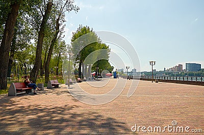 Russia. Park `Levoberezhny` next to the stadium `Rostov-Arena`. July 01, 2018 Editorial Stock Photo