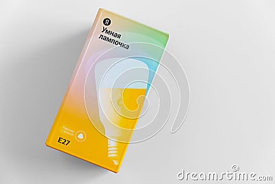 a smart lamp on a white background. Yandex Alice Editorial Stock Photo