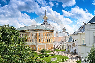 Russia, Rostov, July 2020. The courtyard of the Kremlin with historical buildings. Editorial Stock Photo