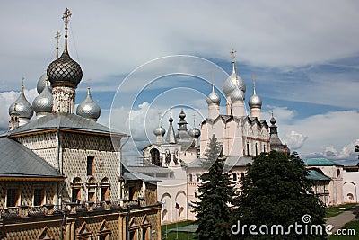 Russia, Rostov Veliky. Rostov Kremlin. Churchs Stock Photo