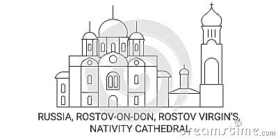 Russia, Rostovondon, Rostov Virgin's, Nativity Cathedral travel landmark vector illustration Vector Illustration