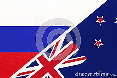 Russia vs New Zealand, symbol of two national flags. Relationship between Asian and Oceanian countries Stock Photo