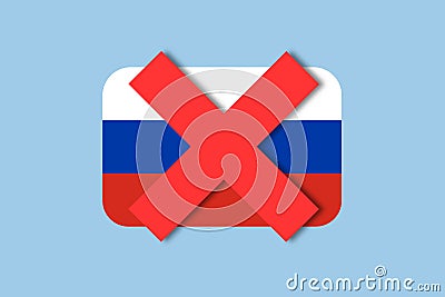 Russia and Russian state and country is excluded, expelled, suspended and banned. Stock Photo