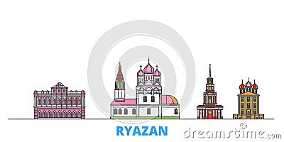 Russia, Ryazan line cityscape, flat vector. Travel city landmark, oultine illustration, line world icons Vector Illustration
