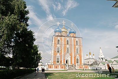 21.08.2021, Russia, Ryazan. Architectural monument Cathedral of the Assumption Cathedral in the Kremlin Editorial Stock Photo