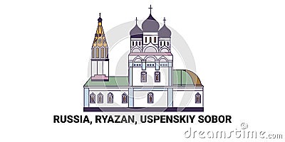 Russia, Ryazan, Uspenskiy Sobor, travel landmark vector illustration Vector Illustration