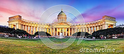 Russia - Saint Petersburg, Kazan cathedral at sunset, nobody Stock Photo