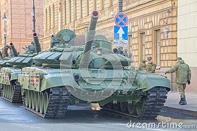 Russia, Saint-Petersburg, on may 7, 2017 - tanks on Millionnaya Editorial Stock Photo