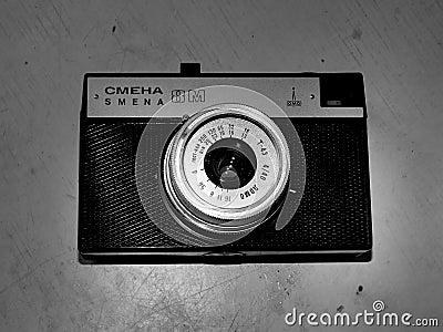 Russia. Samara. April 30, 2017. The old film camera firm of the change on a retro image Editorial Stock Photo