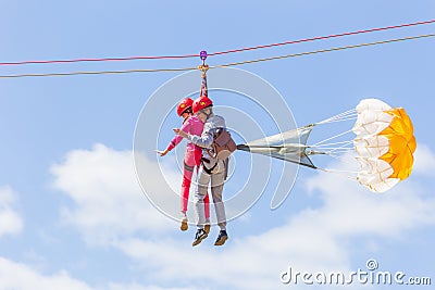 Extreme attraction for tourists -trolls in the Grushinskaya glade Editorial Stock Photo