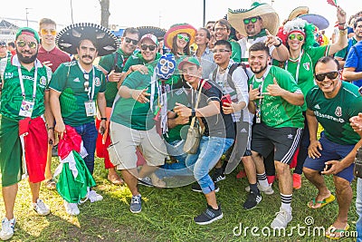 A group of Mexican football fans celebrating the World Cup Editorial Stock Photo