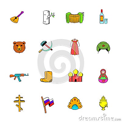 Russia set icons set cartoon Vector Illustration