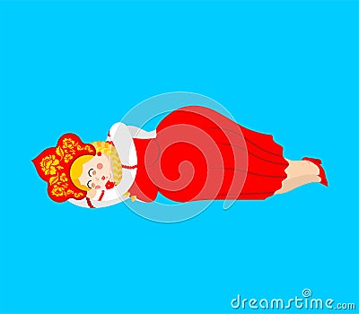 Russia sleeping. Russian Girl asleep. Female dormant in nationa Vector Illustration