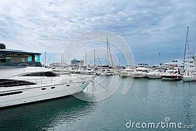 Russia, Sochi -April 13, 2023, seaport, Ships and yachts at the pier Editorial Stock Photo