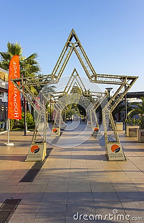 Russia, Sochi, October, 2019: alley of stars near entertainment center Mandarin Editorial Stock Photo