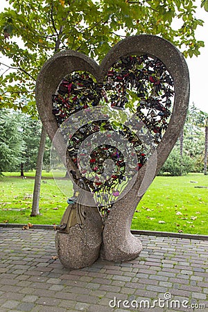 Russia, Sochi, October, 2019: sculpture of the loving peacock installed in the Park of the art Museum Editorial Stock Photo