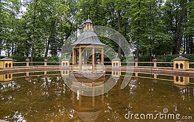 Menagerie pond with a gazebo in the center. Editorial Stock Photo