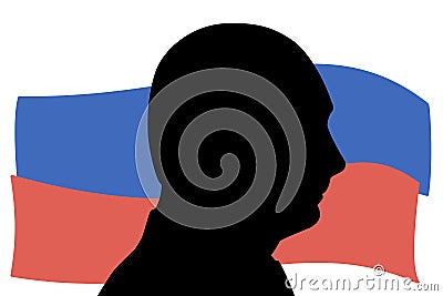 Russia, st.petersburg, 16 February 2021 Portrait silhouette of the Russian president Putin with the Russian flag Vector Illustration