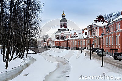 Russia, St. Petersburg, January 2022. Lavra architectural complex on the banks of the old canal. Editorial Stock Photo