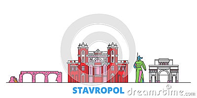 Russia, Stavropol line cityscape, flat vector. Travel city landmark, oultine illustration, line world icons Vector Illustration